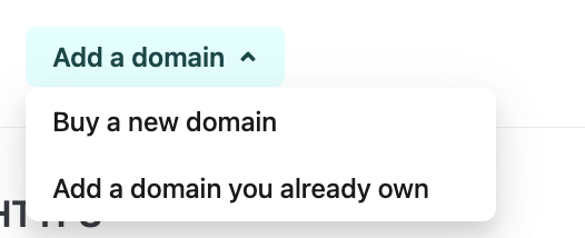 Button for adding a domain with two drop down options