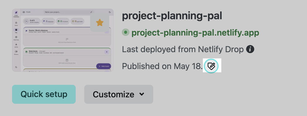 Project label icon highlighted