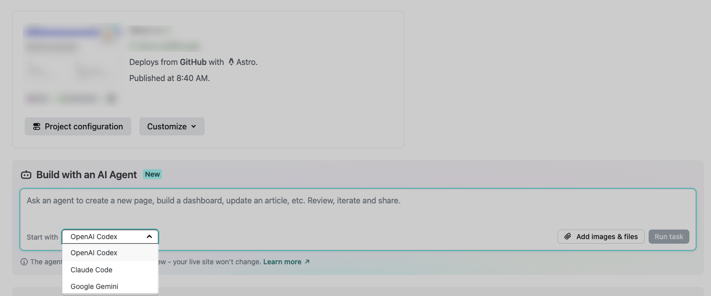 Build with an AI agent from project overview