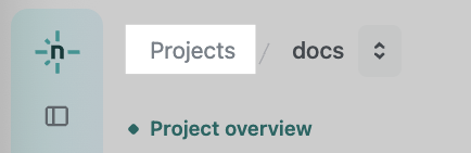 Projects option highlighted above project overview in top left navigation