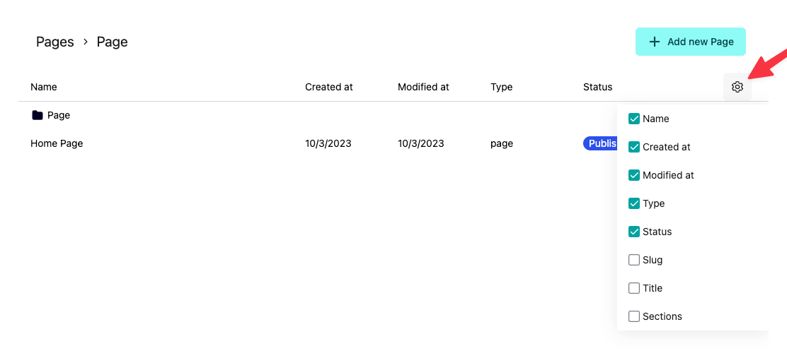 Configure content columns.