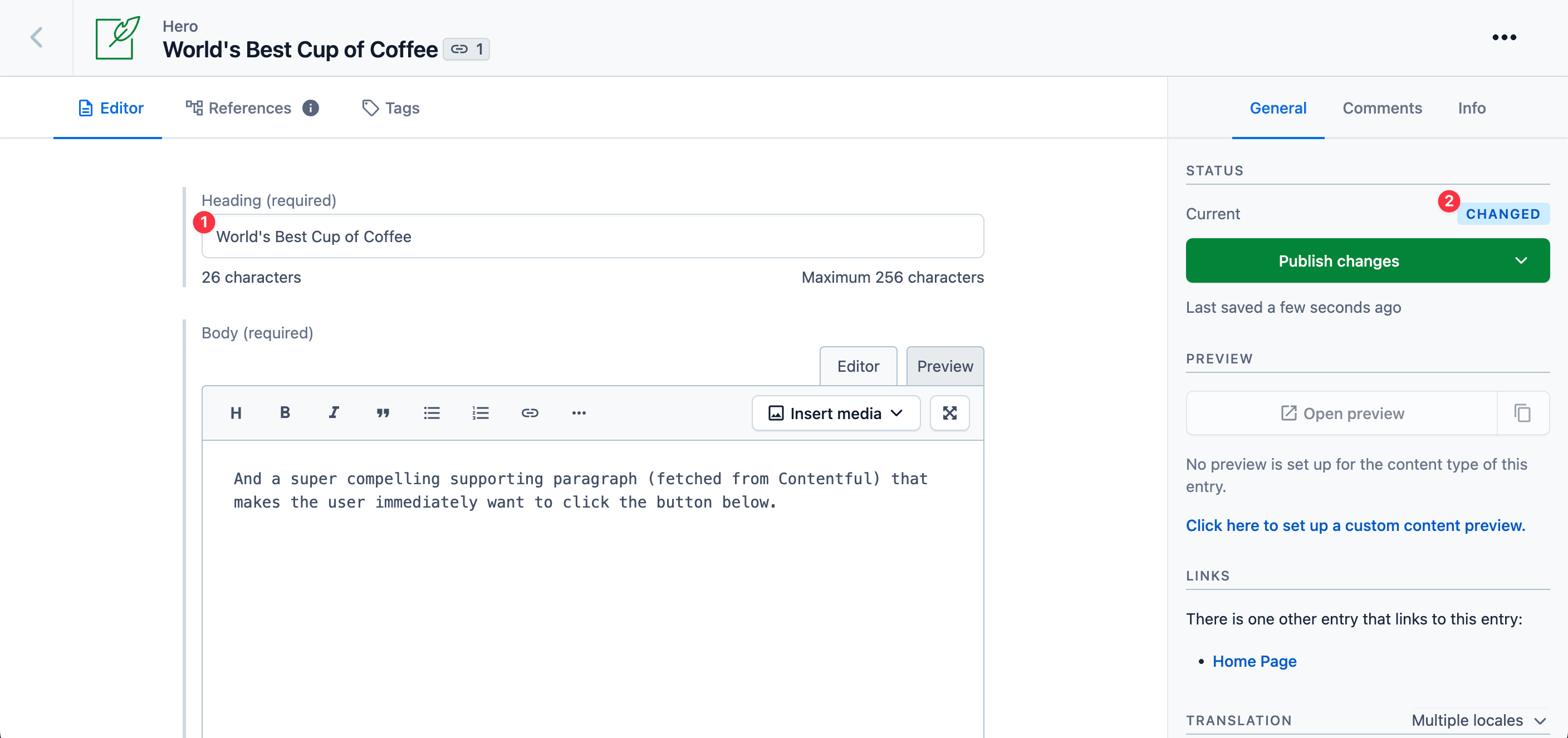 Updated content in Contentful.