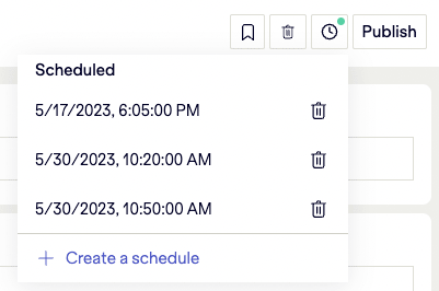 Publishing schedule in a content editor.
