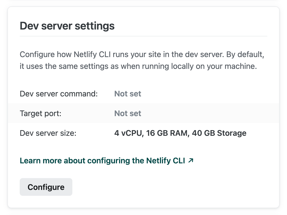 Dev Server additional settings