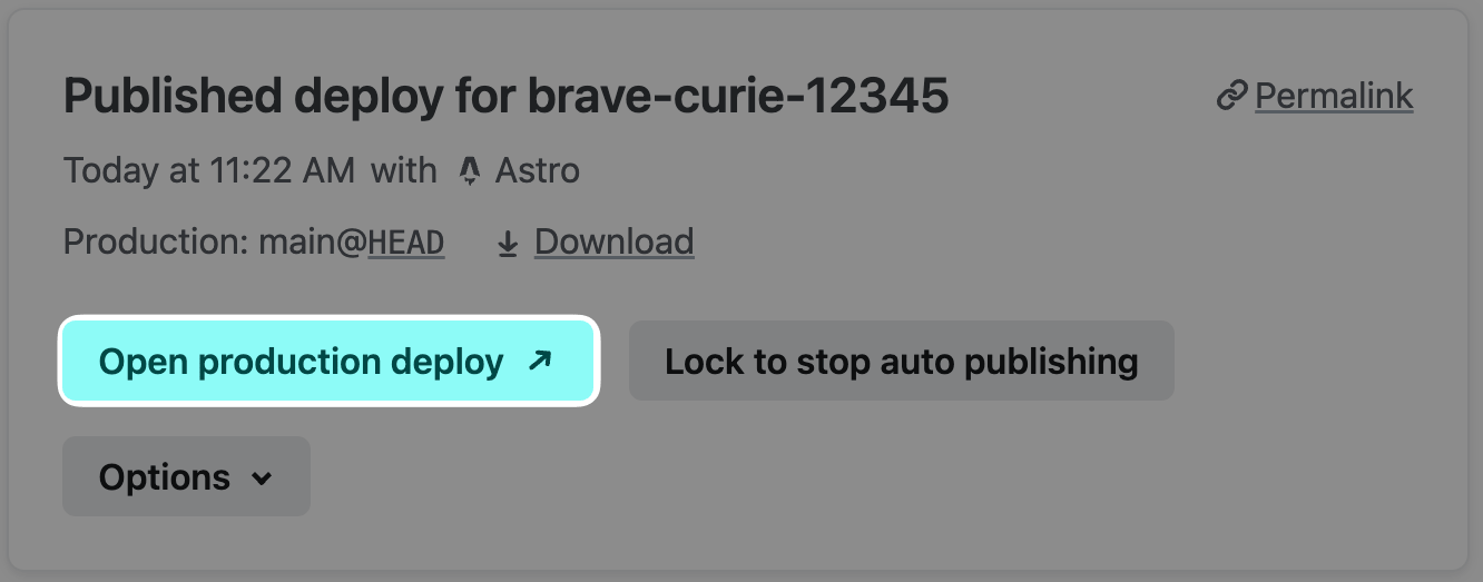 Open production deploy from Deploy details page.