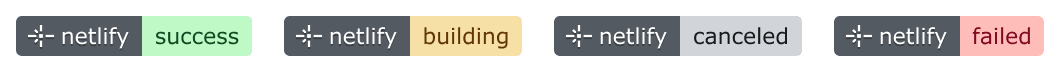 badges indicating deployment statuses: success, building, canceled, or failed.