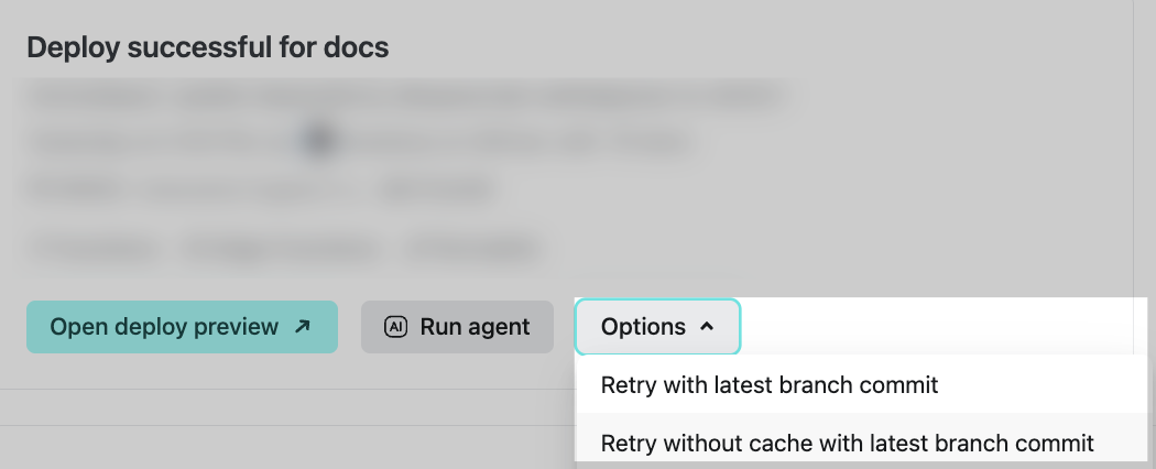 Deploy options > retry options