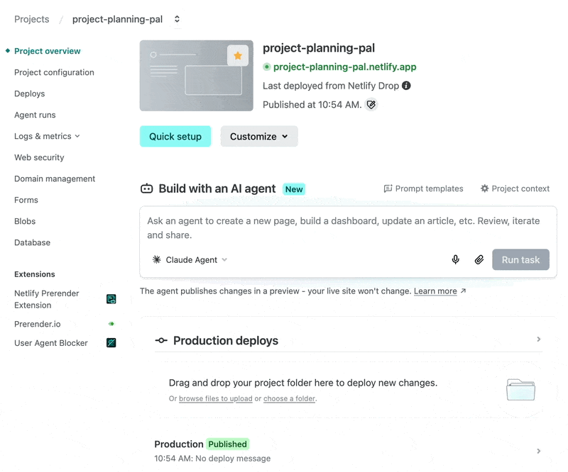 Dragging and dropping an updated project folder to the Netlify Drop zone