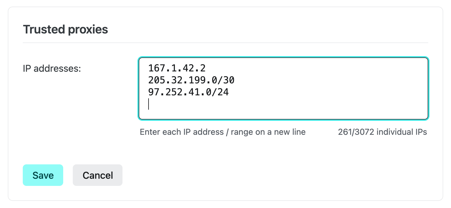 Trusted Proxies configuration