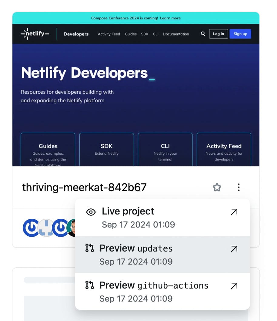 Previews menu