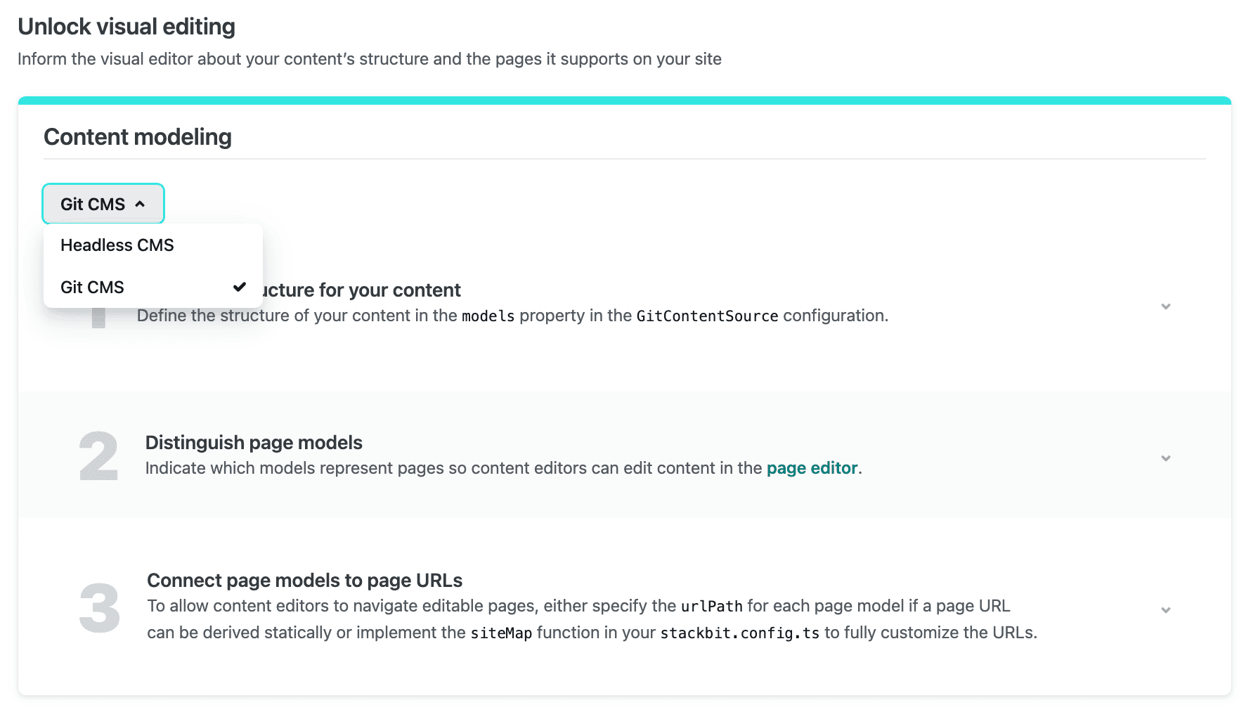 Prompt with option to choose headless CMS or Git CMS